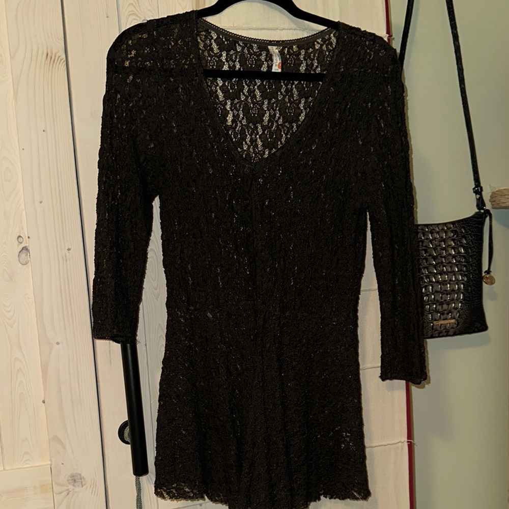 Free People Black Skater Lace Dress, LN, Large